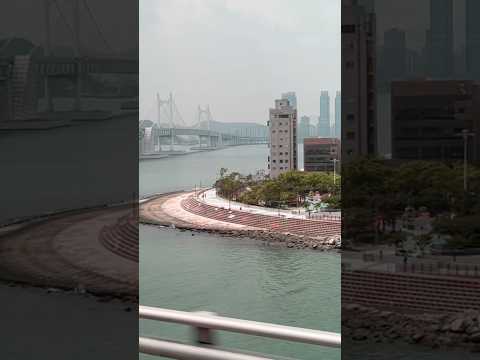 The Gwangan Bridge in Busan, South Korea, connects the Haeundae District to the Suyeong District.