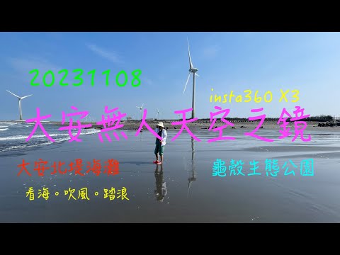 萬ㄟeye台灣20231108大安無人天空之鏡/大安北沙堤防海灘/龜殼生態公園/insta360 X3/天空之鏡   4K