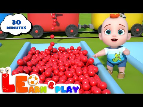 Leo plays with colorful balls | Train song | Learn & Play with Leo