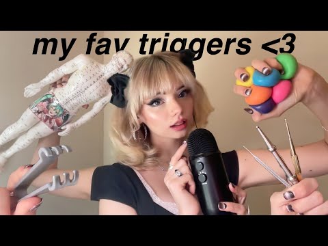 ASMR Triggers I Love (acupuncture doll, intense mouth sounds, brain tinkering, plucking....)