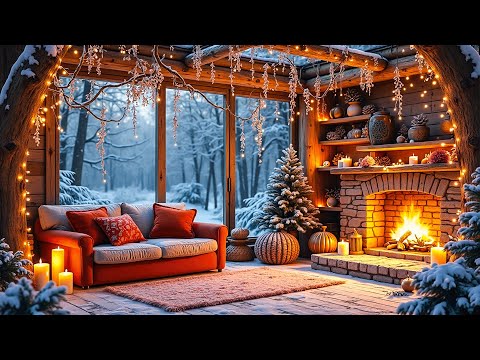 Snow-Filled Serenity ❄️ Crackling Fire and Winter Sounds for Sleep and Relaxation