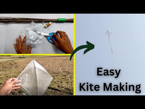 How to make a kite using plastic bag at home - Kite making tutorial