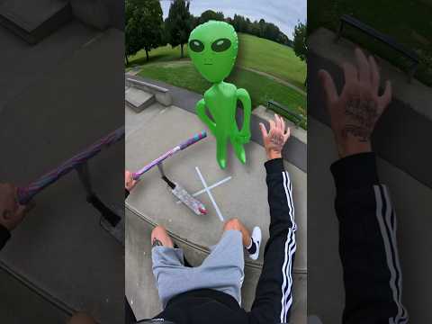 Where did he come from?🤔   #scooter #skatepark #challenge #alien #comedy #funny #fail