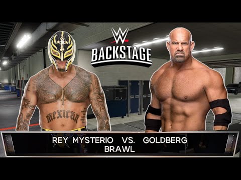 "Hardcore" Backstage Brawl | Rey Mysterio vs. Goldberg