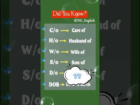 Did You Know?  D/o, DOB, ...? | Useful English Abbreviations