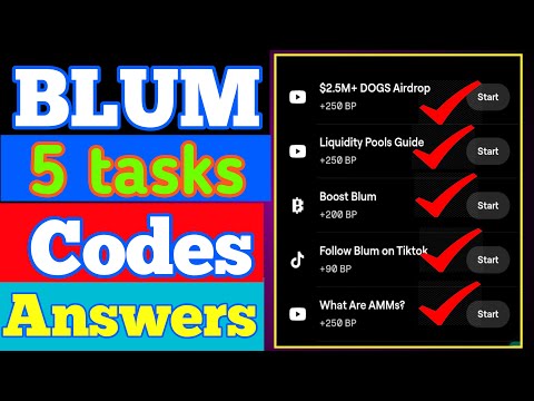 $2.5M+ DOGS Airdrop Blum Code| Blum Youtube Video| liquidity pools guide|Blum Video Code|blum 5 task