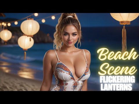 [4K] AI ART Lookbook Model -Beach Scene Flickering Lanterns Ai Music Video