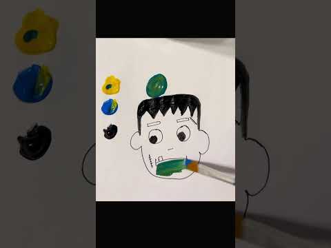 Frankenstein Painting for Kids | Easy Halloween Art Tutorial #halloweencraftsforkids