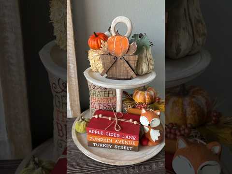 🍁 Decorate a FALL tiered tray! #shorts #creativeonthecheap  #falldiy #glowforgeaura