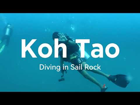 [4K] Diving through a tiny chimney at Koh Tao - Sail Rock