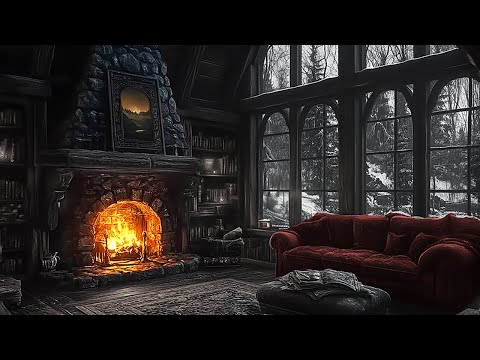 Winter Dark Symphonies | Silent Winter Nights by the Fireplace | Dark Academia Study Music Ambience