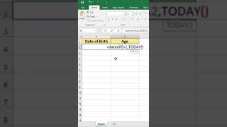 Calculate Age from date of birth in Excel