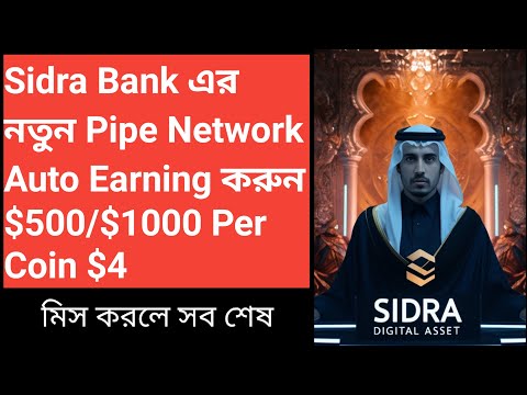 Sidra Bank এর নতুন Pipe Network Auto Earning করুন $500/$1000 Per Coin $4