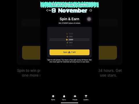 ⭐️【Starsfi】Starsfi Daily Combo | 9 November Today #starsfi #Daily #combo #today #9novemver #telegram