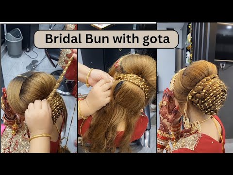 Bridal Bun Hairstyle Tutorial with Gota | Elegant Wedding Updo for Brides