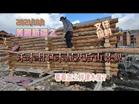 美丽新疆之 禾木村口木屋及后山景观