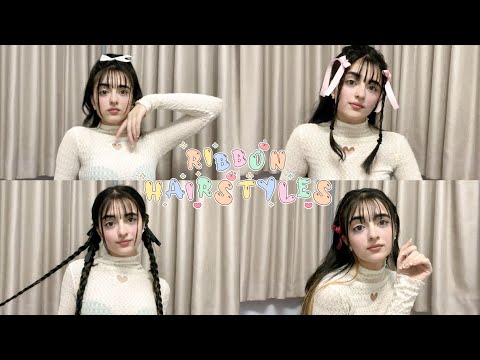 VLOG || 4 kawaii cute and easy ribbon hairstyles under 10 min 🎀