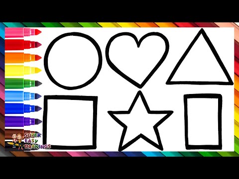 Draw And Color Geometric Shapes Step By Step 🟠💜🔺🟩⭐🔷 Drawings For Kids