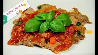 義式料理: 匹薩醬牛排/Italian recipe: Pizzaiola beef slices/Ricetta italiana: Fette di manzo alla pizzaiola