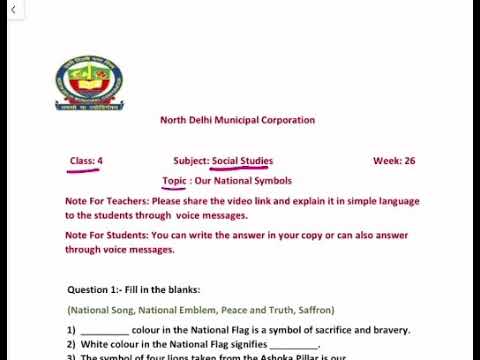 class 4 SST | our national symbols | week 26 | FirstStep | worksheet Solution Date 18.12.2020