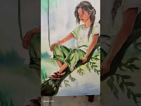 water colour effect acrylic painting 2 #shorts