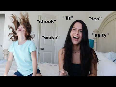 My 6 year old sister reacts to DUBSTEP & SLANG words