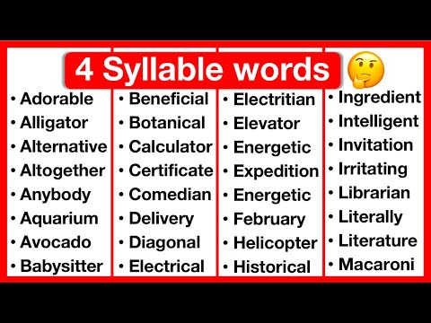 4 Syllable Word List 🤔 | Syllables in English | Types of Syllables | Learn with examples