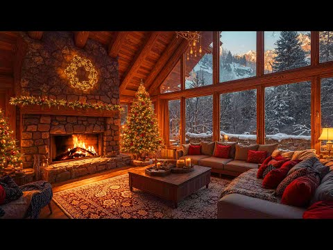 Instrumental Christmas Jazz Carols with Cozy Crackling Fireplace Sounds 🔥🎄 Warm Christmas Atmosphere