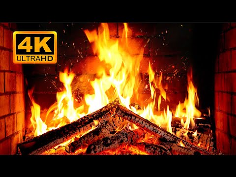 FIREPLACE 4K 🔥 Fireplace video with Burning Logs & Fire Sounds. Christmas Fireplace