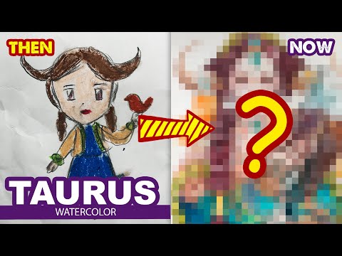 How to draw Taurus - 12 signs of the zodiac l Then and Now | Huta chan