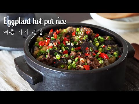 Eggplant hot pot rice l Spicy Eggplant beef rice l Korean hot pot rice