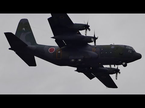 伊木山（伊木の森）から見た岐阜基地　F2#501  洋上　C130輸送機　T4　2024.10.22