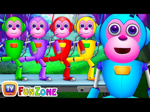 Five Little Monkeys - The Robot Monkeys - ChuChu TV Funzone Nursery Rhymes for Kids