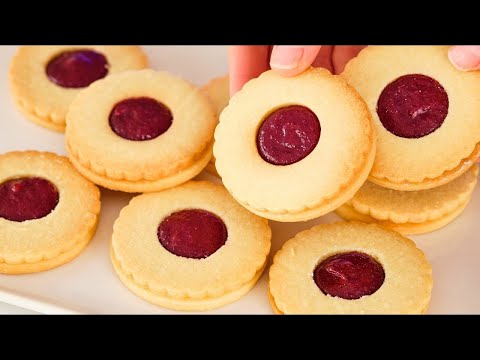 🎄 Magical Christmas cookies! This is the best thing I've ever eaten! Linzer cookies with jam