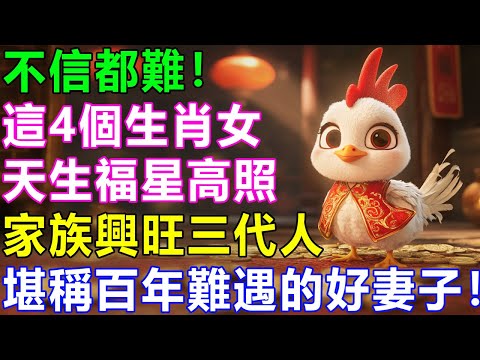 不信都難！這4個生肖女，天生福星高照，旺夫旺子，家族興旺三代人，堪稱百年難遇的好妻子