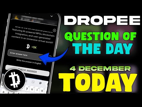 Dropee Combo Today | Dropee Question Of The Day 4 December | Dropper Daily Combo Today |Dropee 4 Dec