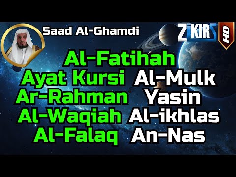 Al Fatihah,Ayat Kursi,Al Mulk,Ar Rahman,Al Waqiah,Yasin,Ikhlas,Falaq,An Nas By Saad Al-Ghamdi