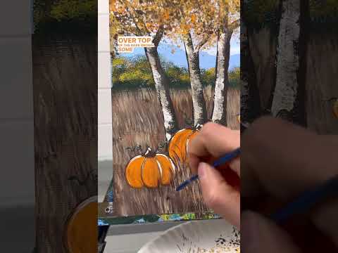 [clip] Painting details on the pumpkin patch painting! 🎨🎃 #easypainting #paintingideas