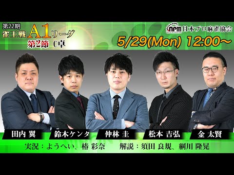 【麻雀】第22期雀王戦A1リーグ 第2節C卓【1回戦まで】