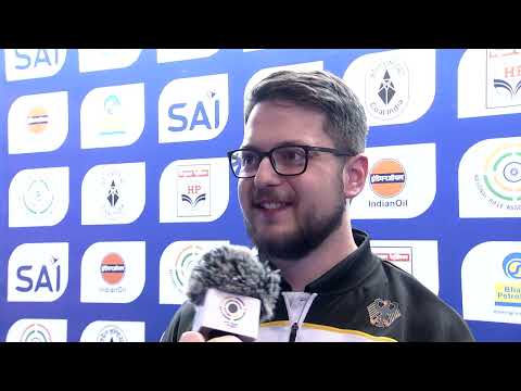 Interview Florian Peter GER Silver Medal 25m Raprd Fire Pistol Men Delhi IND ISSF World up Final