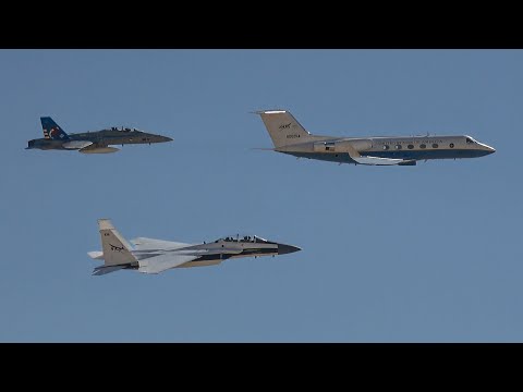 NASA F-15D, F/A-18, and G-III at Edwards AFB