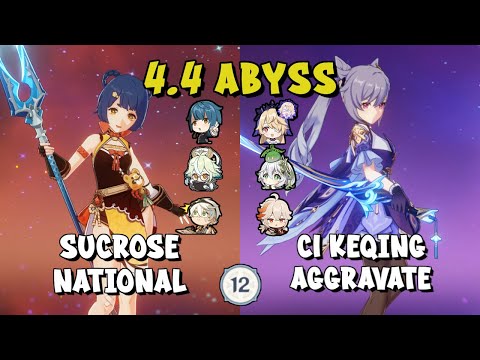 Sucrose National & C1 Keqing Aggravate  - 4.4 Spiral Abyss | Genshin Impact