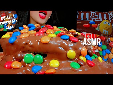 🍫ASMR CHOCOLATE CAKE DIPPED IN NUTELLA👅🎂wtit M&M and milk|먹방초콜릿케이크😋MUKBANG NOTALKING 🐾