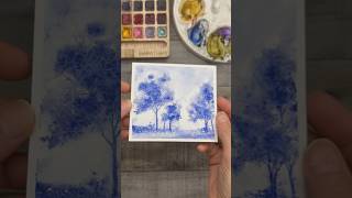 Let’s Paint Monochromatic Trees #watercolorlandscape #watercolorpainting #paintingtechniques #art