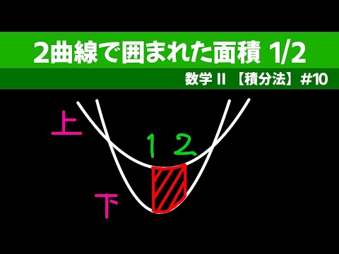 2曲線で囲まれた面積（1/6公式使えない）【数II 積分法】#１０