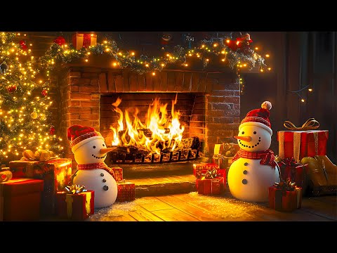 Relaxing Christmas Fireplace 4K 🔥 Burning Fireplace & Crackling Fire Sounds 🎄 Christmas Ambience