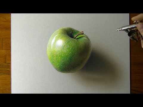 How to draw a green apple - Time Lapse (long version)