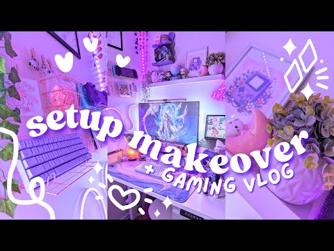 🎮setup diaries~ | redesigning my wall✨pinterest inspired🌸💜late night gaming, enshrouded, genshin