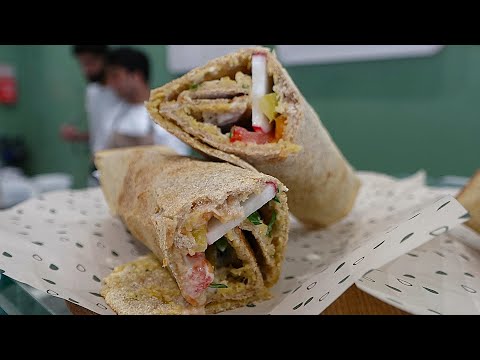 Oil Free Falafel Sandwich Wrap + Za'atar Wrap | Tasting Lebanese Street Food in London at Bayt Sajj