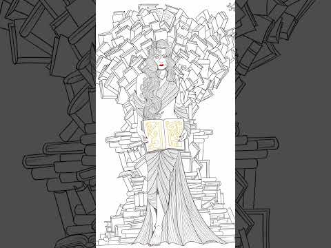 Queen of Books #shorts  #queen #lineart #throne